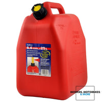 SCEPTER PLASTIC FUEL CAN W/POURER RED 25L
